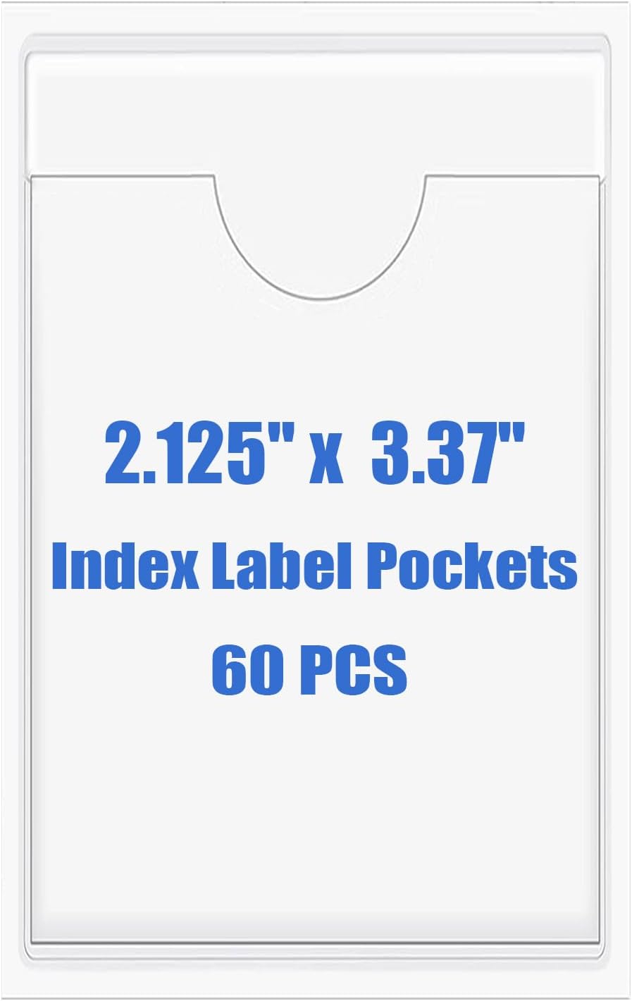 Origin-Joy 60 PCS Self Adhesive Index Card Pockets with Top Open, Clear Plastic Label Holder for Notes, Library and Business, Adhesive Label Pockets & Card Holder (2.125 x 3.37 inch)