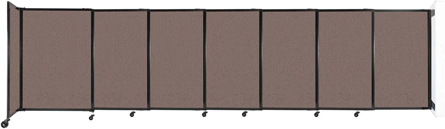 Wall-Mounted Sliding StraightWall Room Divider | Adjustable Widths | Locking Wheels | Room Separator | Up to 15'6" Wide x 4' Tall Latte Fabric Panels