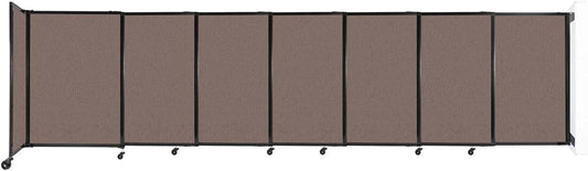 Wall-Mounted Sliding StraightWall Room Divider | Adjustable Widths | Locking Wheels | Room Separator | Up to 15'6" Wide x 4' Tall Latte Fabric Panels