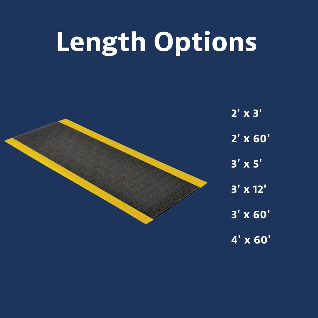 Notrax 411 Sof-Tred™ 3' x 60' x 9/16" Anti Fatigue Mat, Enhanced Slip Resistance with Beveled Edges and Pebbled Surface, Ideal for Industrial and Commercial Workplaces, Black/Yellow, 411R0436BY