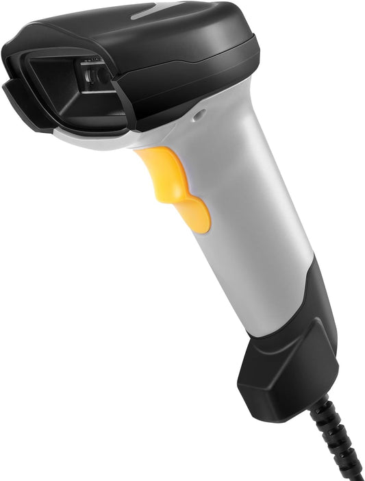 Barcode Scanner, Handheld QR Code Scanner USB Wired Connection 1D 2D&PDF417 Data Matrix Automatic Barcode Reader Plug and Play Bar Code Scanners for Store Supermarket Warehouse Library