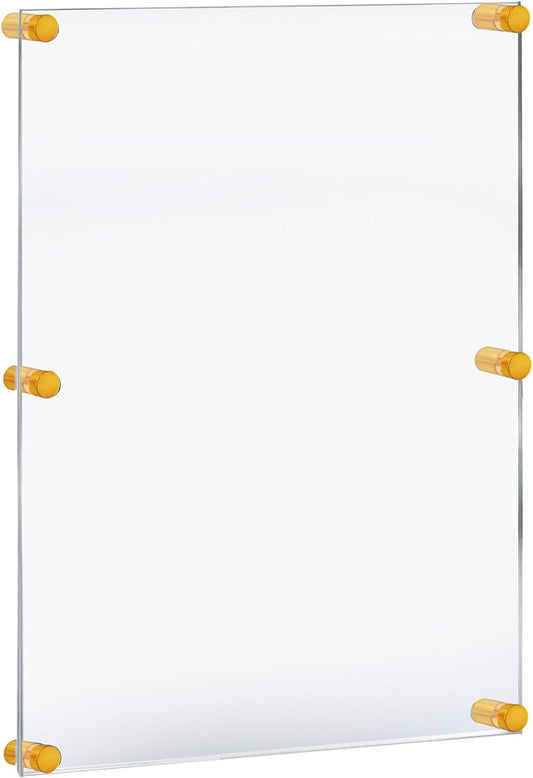 Azar Displays 105536-GLD Acrylic Floating Double Panel Wall Frame,24" x 36" Graphic Size, Overall Frame Size: 28" x 40", Gold