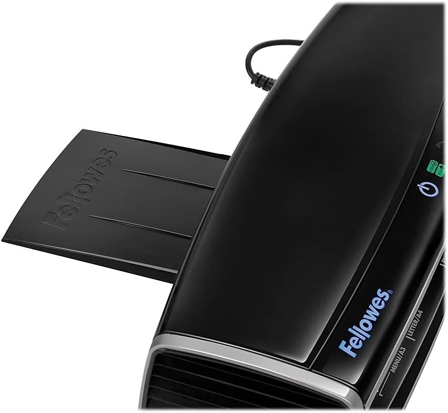 Fellowes Laminator Venus 2 125, Rapid 30-60 Second Warm-up Laminating Machine, with Laminating Pouches Kit (5734801), Black, Silver, 5.1" x 21.3" x 8.2"