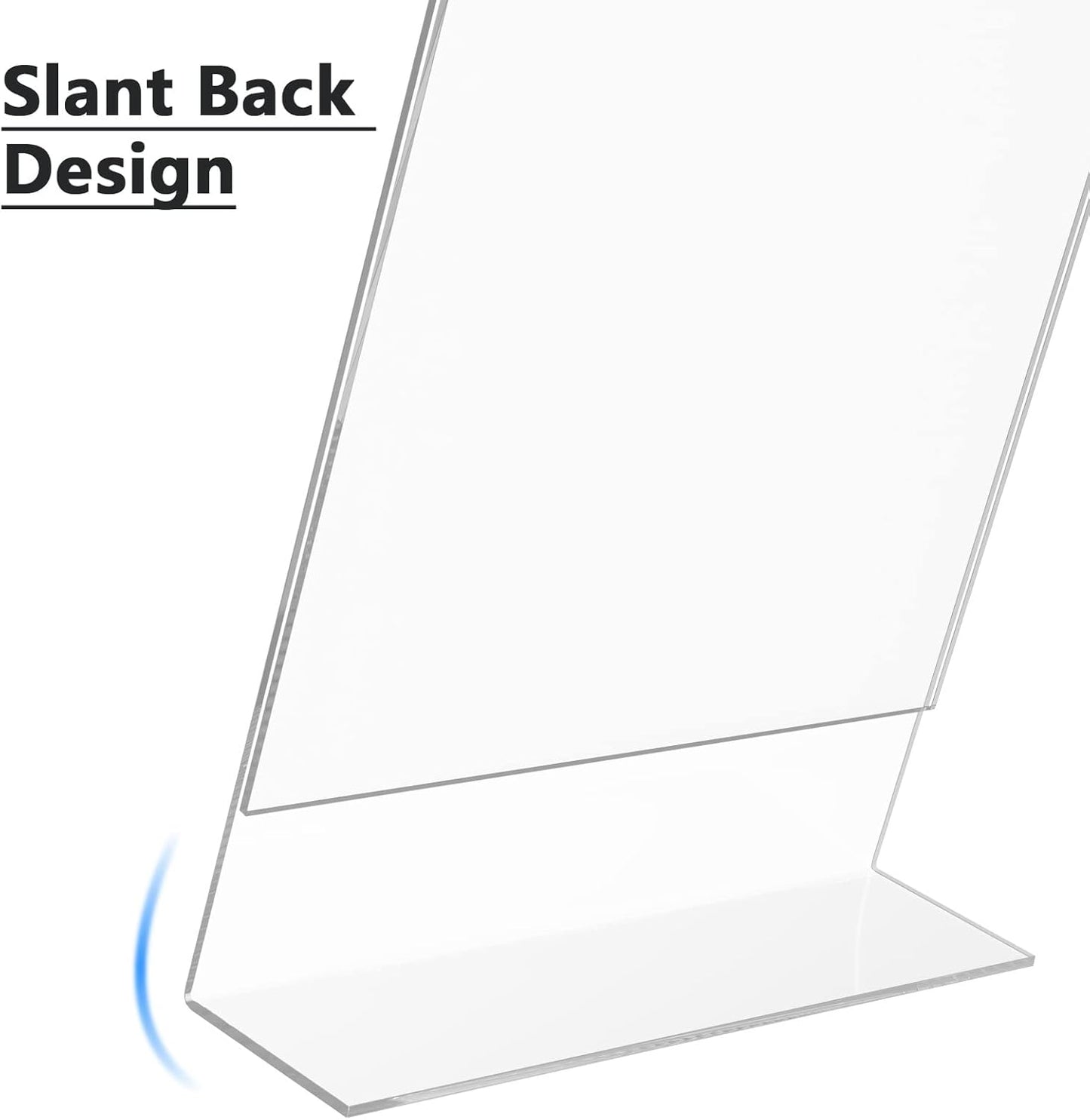 MaxGear Acrylic Sign Holder 8.5 x 11 Inches, Clear Sign Holders Plastic Display Stand Slant Back Countertop Display Picture Frames for Menus, Flyer, Use In Office, Store, 24 Pack