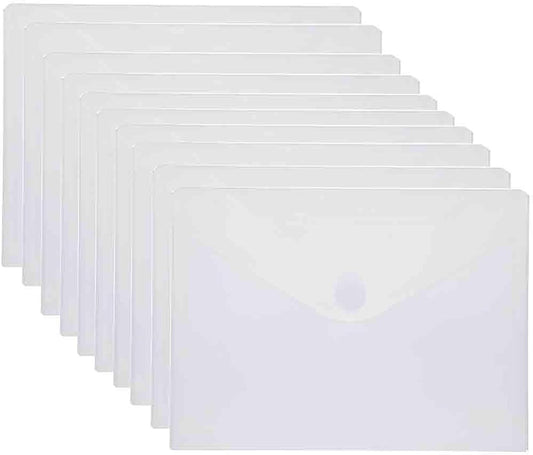 9x7 Clear Plastic Envelopes Hook Loop Closure Receipt Stickers Storage Holder 10 Pack