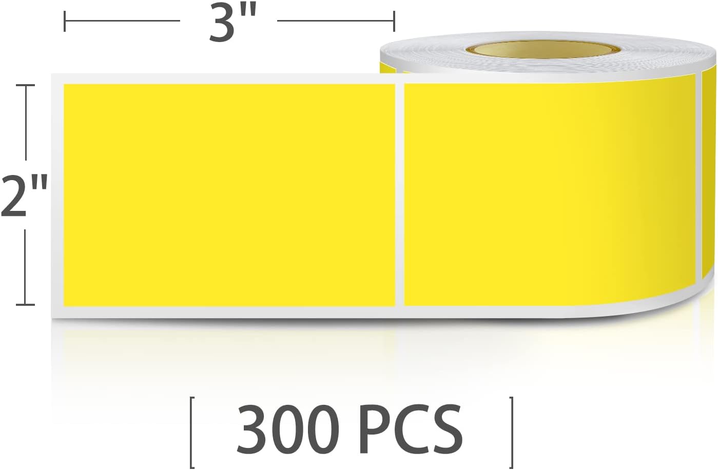 Yellow Rectangle Sticker Labels 3×2 Inch Vinyl Stickers Color Coding Name Tags Roll Removable Waterproof 300 per Dispenser Box