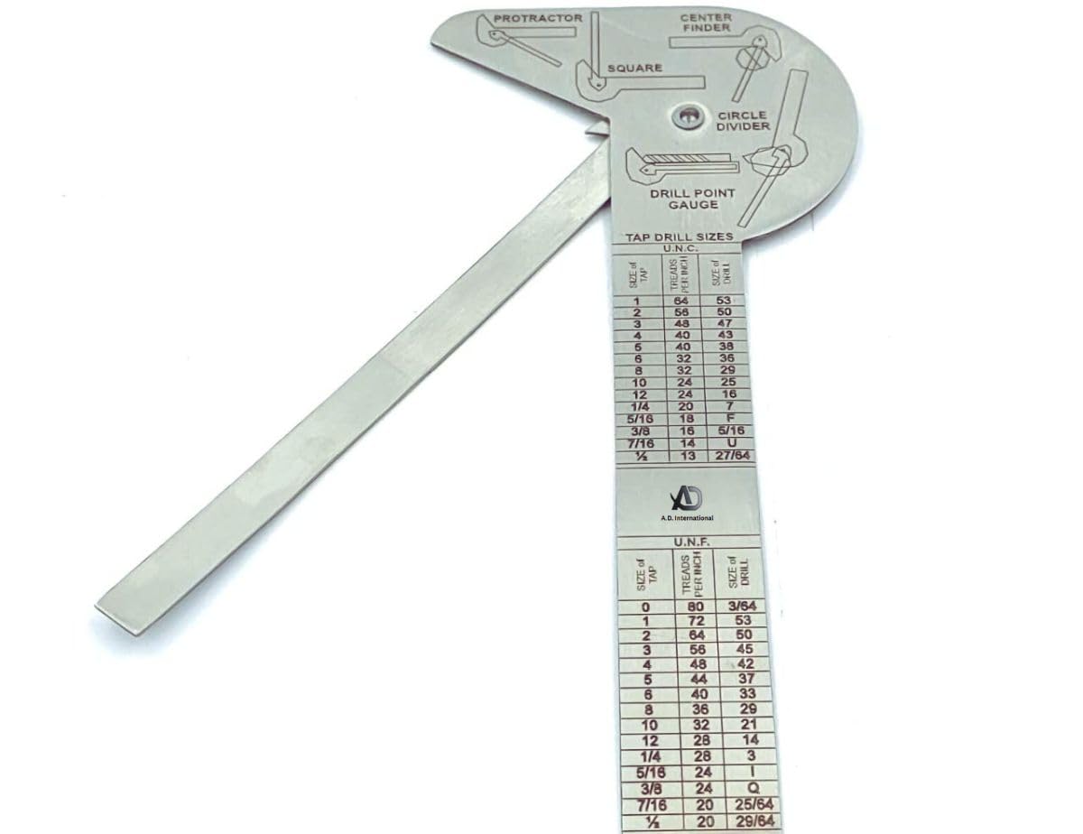 Multi Purpose Protractor Square Rule Centre Finder Drill Point Gauge Hand Tools