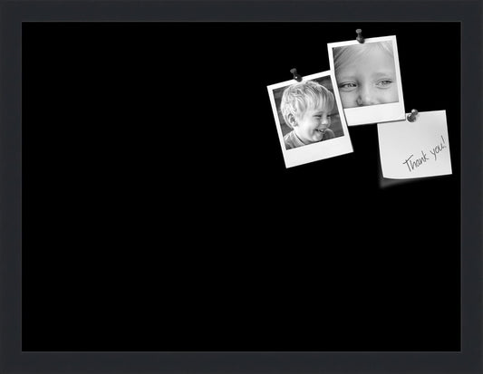 PinPix 20x15 Inch Cork Bulletin Board. This Decorative Framed Pin Board Comes with Solid Black Design and a Satin Black Frame. Ideal for Home Office Decor or Message Board (PinPix-622)