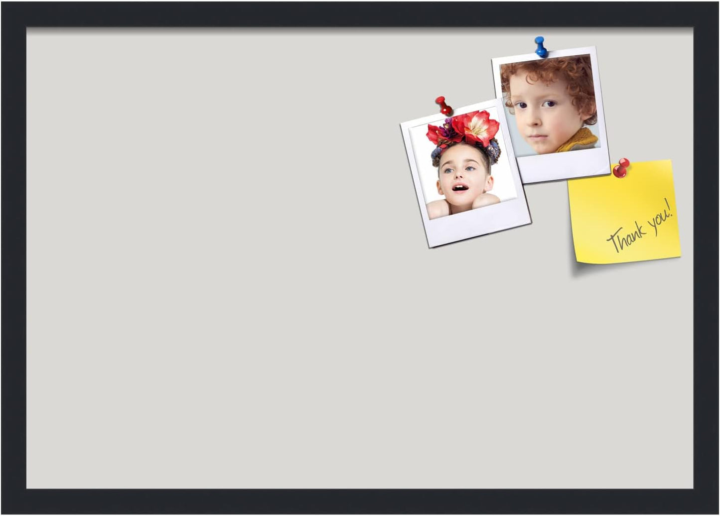 PinPix 26x18 Inch Cork Bulletin Board. This Decorative Framed Pin Board Comes with Light Stone Design and a Satin Black Frame. Ideal for Home Office Decor or Message Board (PinPix-1809)