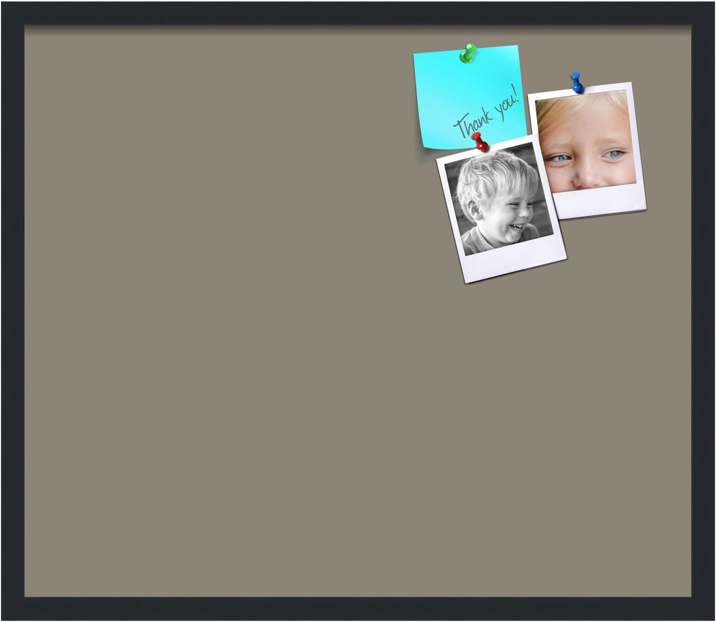 PinPix 28x24 Inch Cork Bulletin Board. This Decorative Framed Pin Board Comes with Pewter Design and a Satin Black Frame. Ideal for Home Office Decor or Message Board (PinPix-1812)