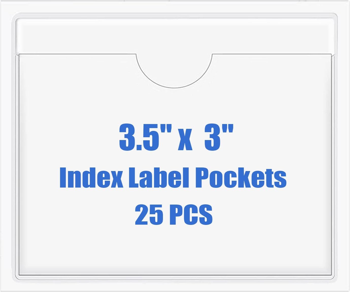 Origin-Joy 25 PCS Self-Adhesive Index Label Pockets, Clear Plastic Peel & Stick Card Holders with Top Open for Loading (3.5 x 3 inch)