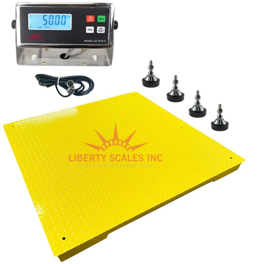 Liberty LS-700-4X6 Heavy Duty General Purpose Floor Scale | 48" x 72" | Capacity of 1000 lbs x 0.2 lb + Yellow