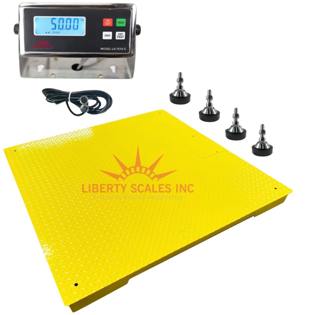 Liberty LS-700-4X6 Heavy Duty General Purpose Floor Scale | 48" x 72" | Capacity of 2.500 lbs x 0.5 lb + Yellow