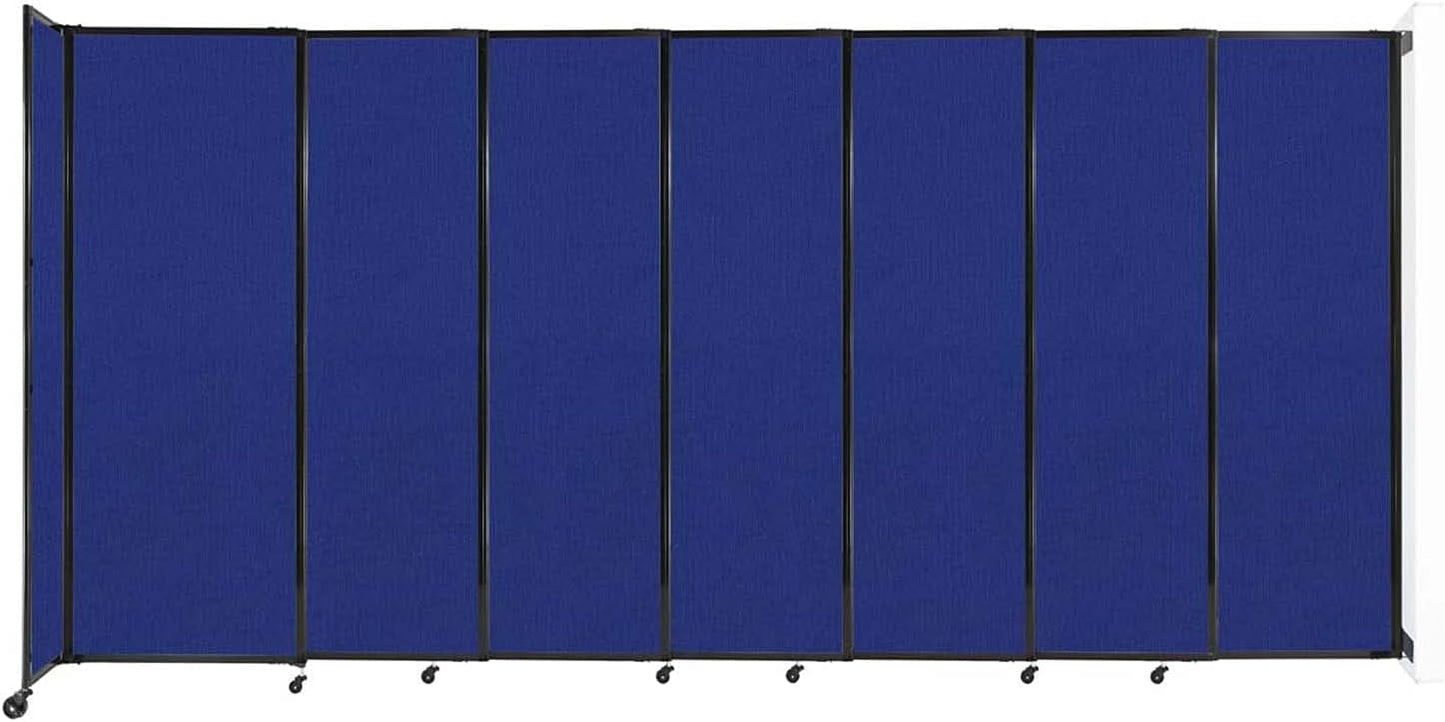 Wall-Mounted Sliding StraightWall Room Divider | Adjustable Widths | Locking Wheels | Room Separator | Up to 15'6" Wide x 7'6" Tall Royal Blue Fabric Panels