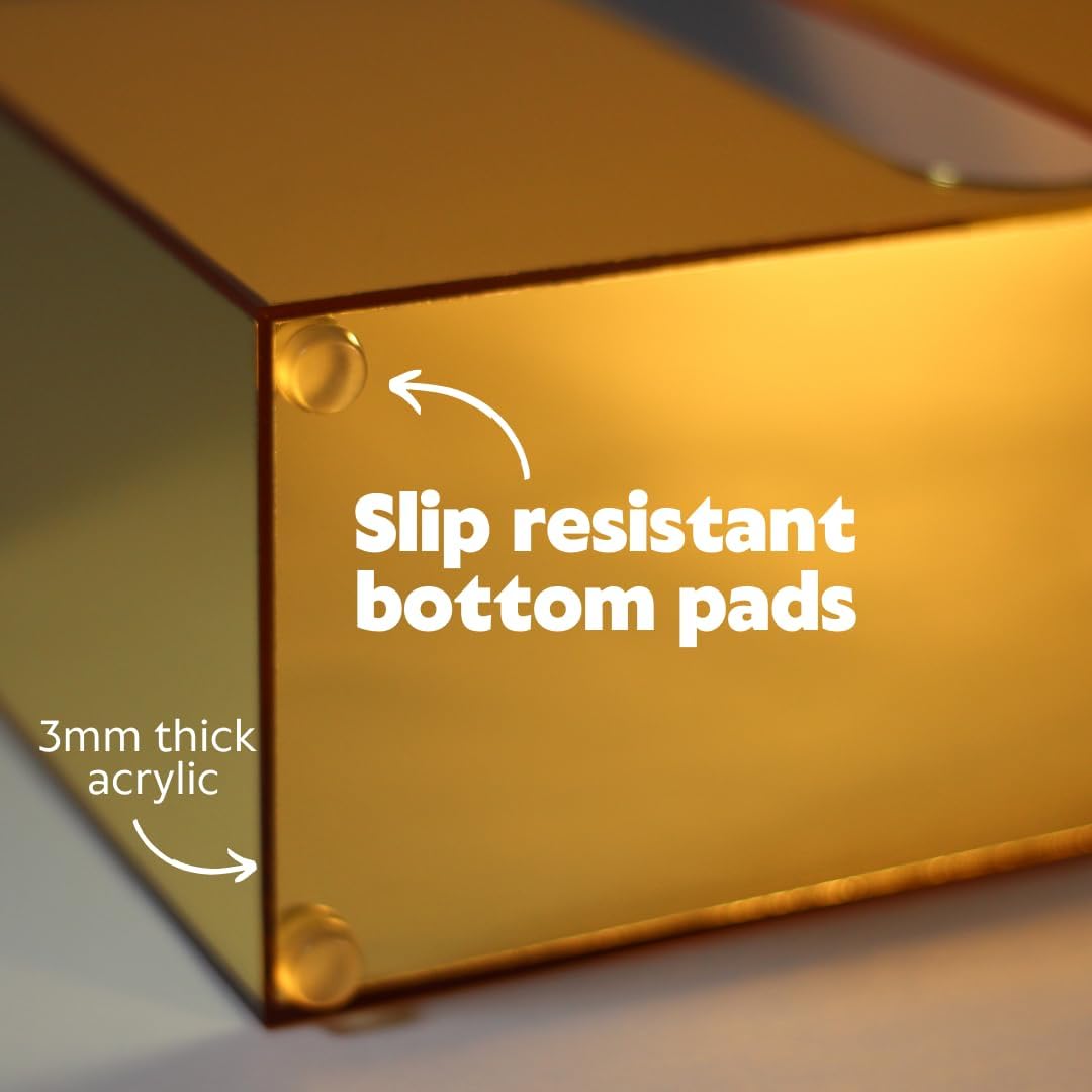 Paper Towel Dispenser Countertop, Gold Paper Towel Holder Countertop, Acrylic Folded Napkin Holder for Kitchen, Countertop Multifold C-Fold, Z-Fold, Trifold Paper Hand Towel Dispenser for Bathroom