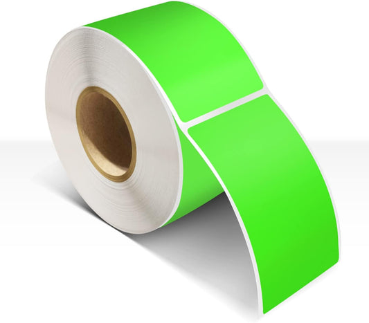 Rectangle Labels Sticker 3×5 Inch Vinyl Floor Stickers Color Coding Name Tags Roll Removable 200 PCS, Fluorescent Green
