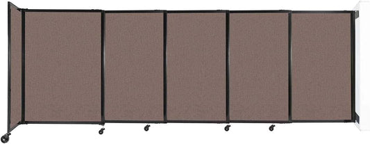 Wall-Mounted Sliding StraightWall Room Divider | Adjustable Widths | Locking Wheels | Room Separator | Up to 11'3" Wide x 4' Tall Latte Fabric Panels