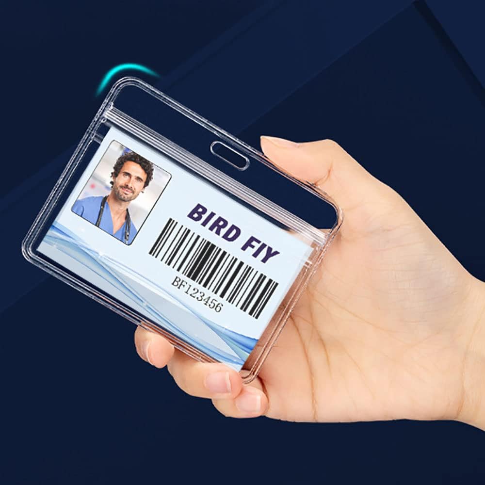 Name Tag Badge ID Card Holders 100 Pack (Horizontal, 4 x 3 Inches),Clear Plastic Premium Badge Holder