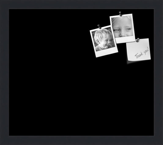 PinPix 16x14 Inch Cork Bulletin Board. This Decorative Framed Pin Board Comes with Solid Black Design and a Satin Black Frame. Ideal for Home Office Decor or Message Board (PinPix-622)