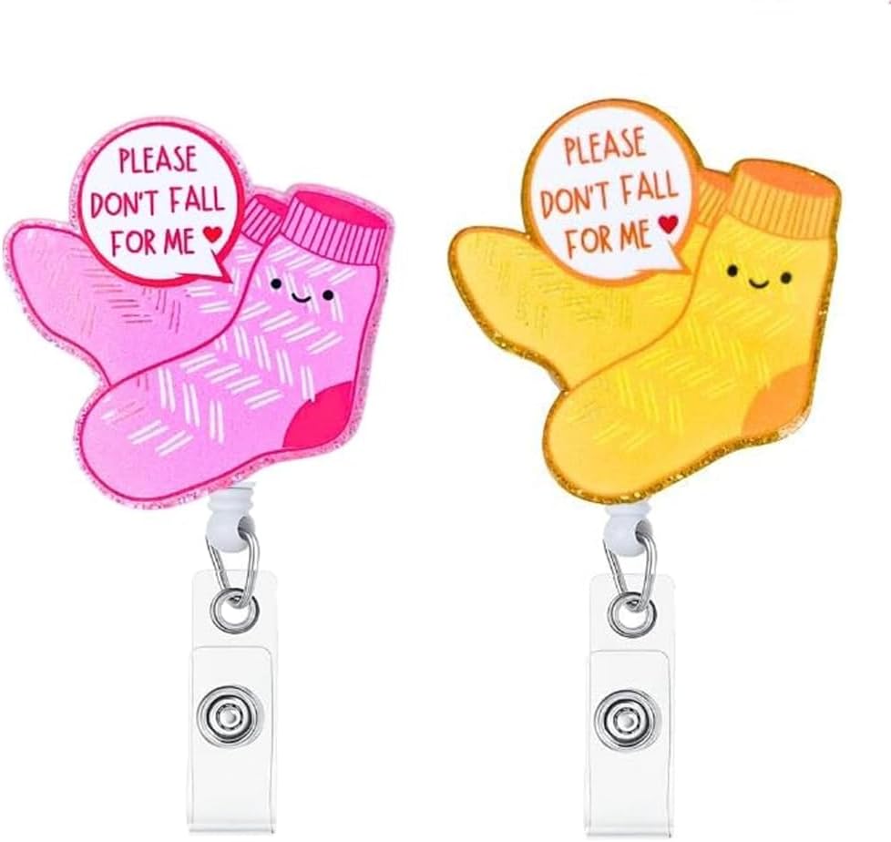 2Pcs Don’t Fall for Me Badge Reel with ID Clip Holder Retractable for Nurse Nursing Name Tag Card Cute Funny Cow Accessories with Alligator Medical Assistant MA CNA RN ER Office Student Work Hospital