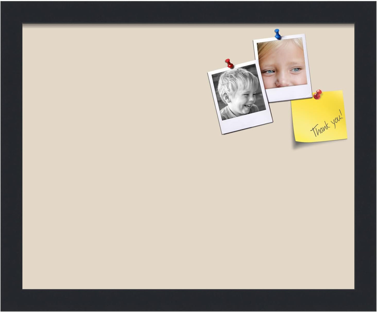 PinPix 15x12 Inch Cork Bulletin Board. This Decorative Framed Pin Board Comes with Desert Pastel Design and a Satin Black Frame. Ideal for Home Office Decor or Message Board (PinPix-1815)