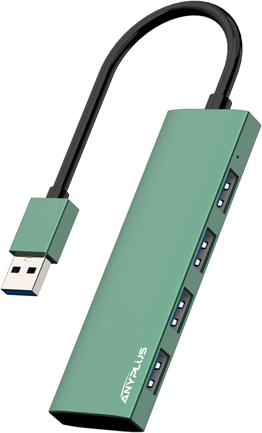 USB Hub, USB 3.0 Hub Aluminum Alloy Ultra Slim USB Splitter, Portable 4 Port USB Extender, USB Hub for Laptop, PC, MacBook, iMac, Surface Pro, Mac Pro, Flash Drive, XPS 【Green】