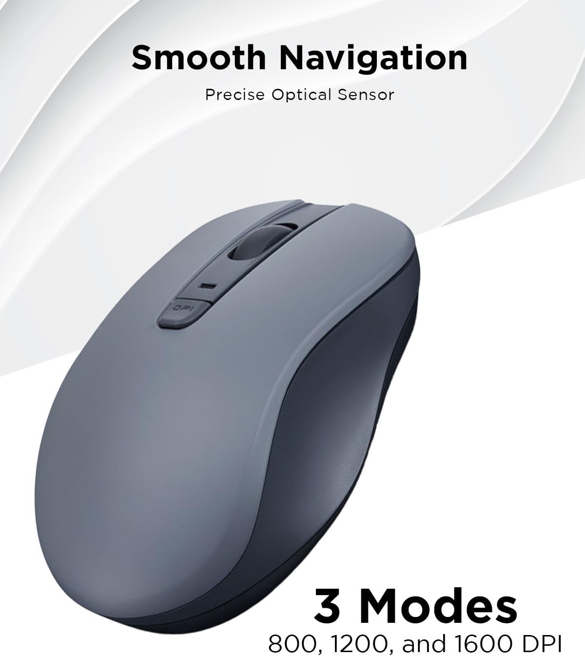 Lenovo Bluetooth Silent Mouse (WL300) - 5 Button Computer Mouse with Silent Left & Right Click – Sculpted Grip, Microsoft Swift Pair, Up to 1600 DPI (Grey)