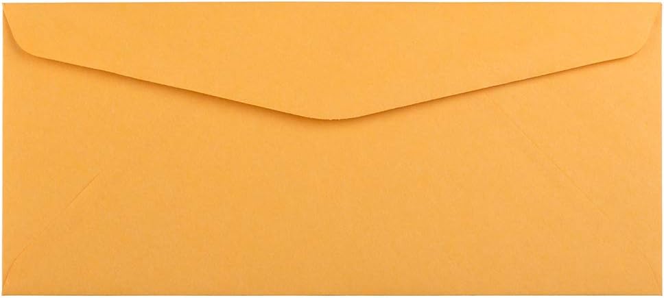 JAM PAPER #10 Business Commercial Envelopes - 4 1/8 x 9 1/2 - Brown Kraft Manila - 100/Pack