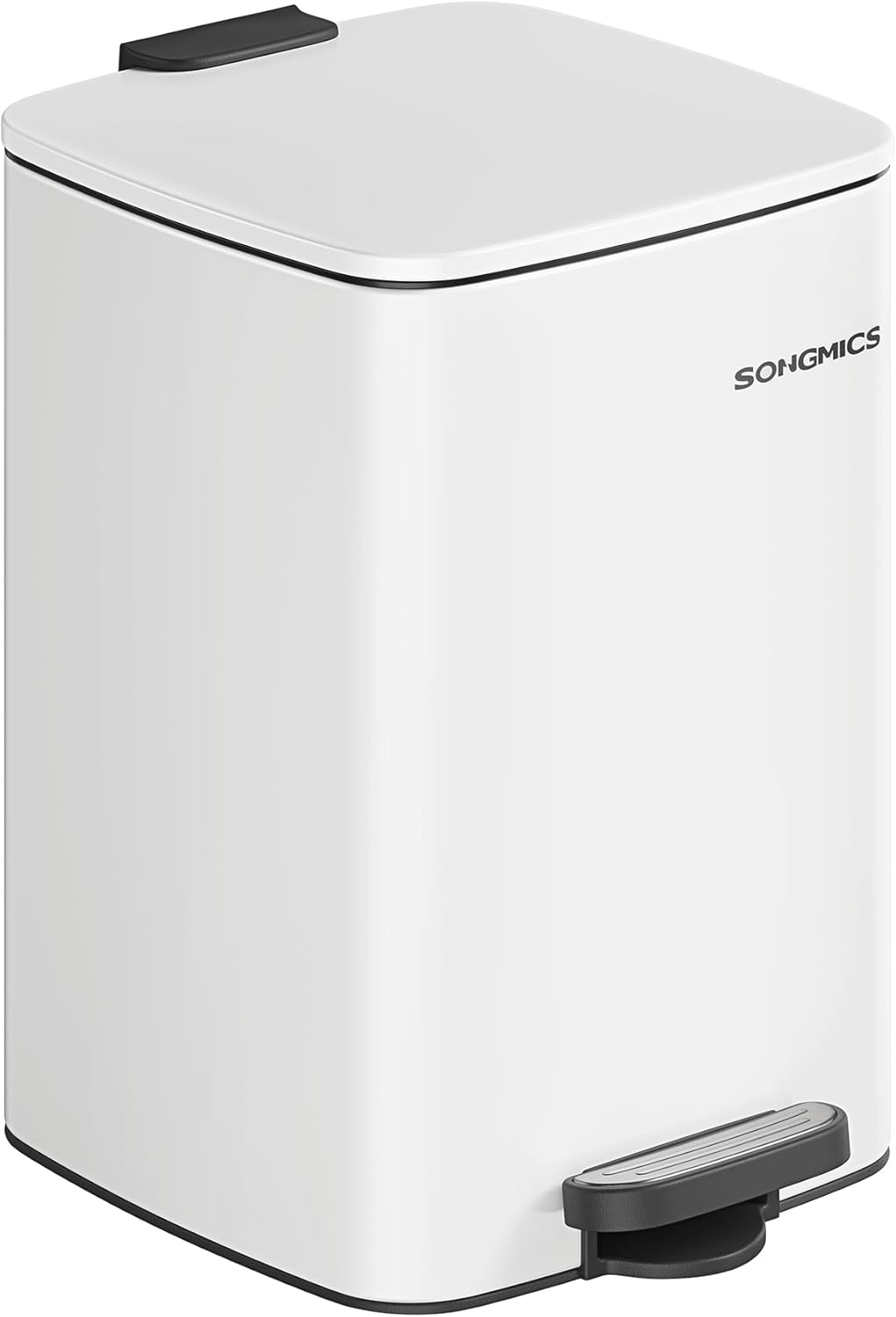 SONGMICS Kitchen Trash Can, 5.2-Gallon (20 L) Trash Bin, Stainless Steel Garbage Can, with Inner Bucket, Soft Close and Stays Open, Cloud White ULTB592W01