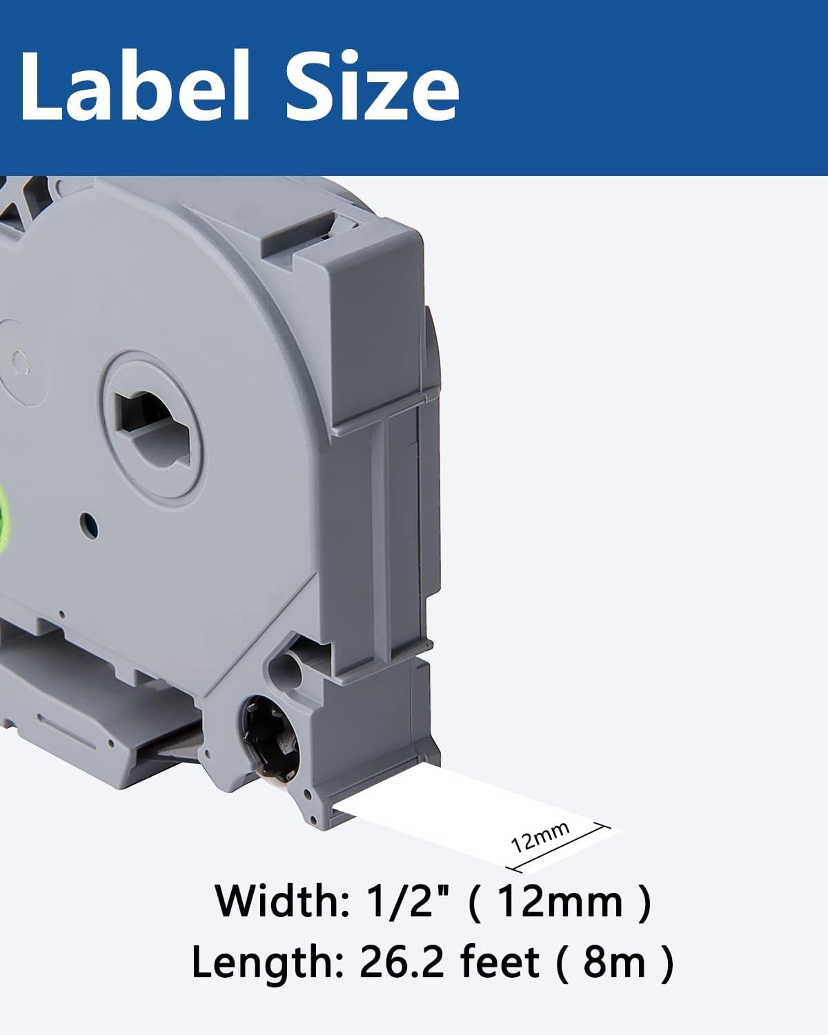 Tze TZ Tape 12mm 0.47 Laminated White Compatible for Brother Label Maker Tape 12mm 1/2" Black on White Tape for Ptouch PT PTD200 PTD410 D210 D220 D610 P710BT PTH110, 100-Pack