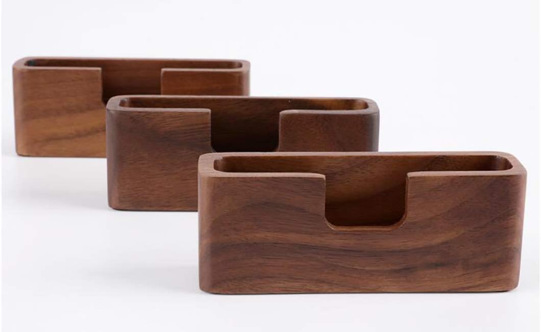 Wood Business Card Holder, Tabletop Walnut Name Card Holder, Office Desktop Wooden Business Card Stand, 50 Cards