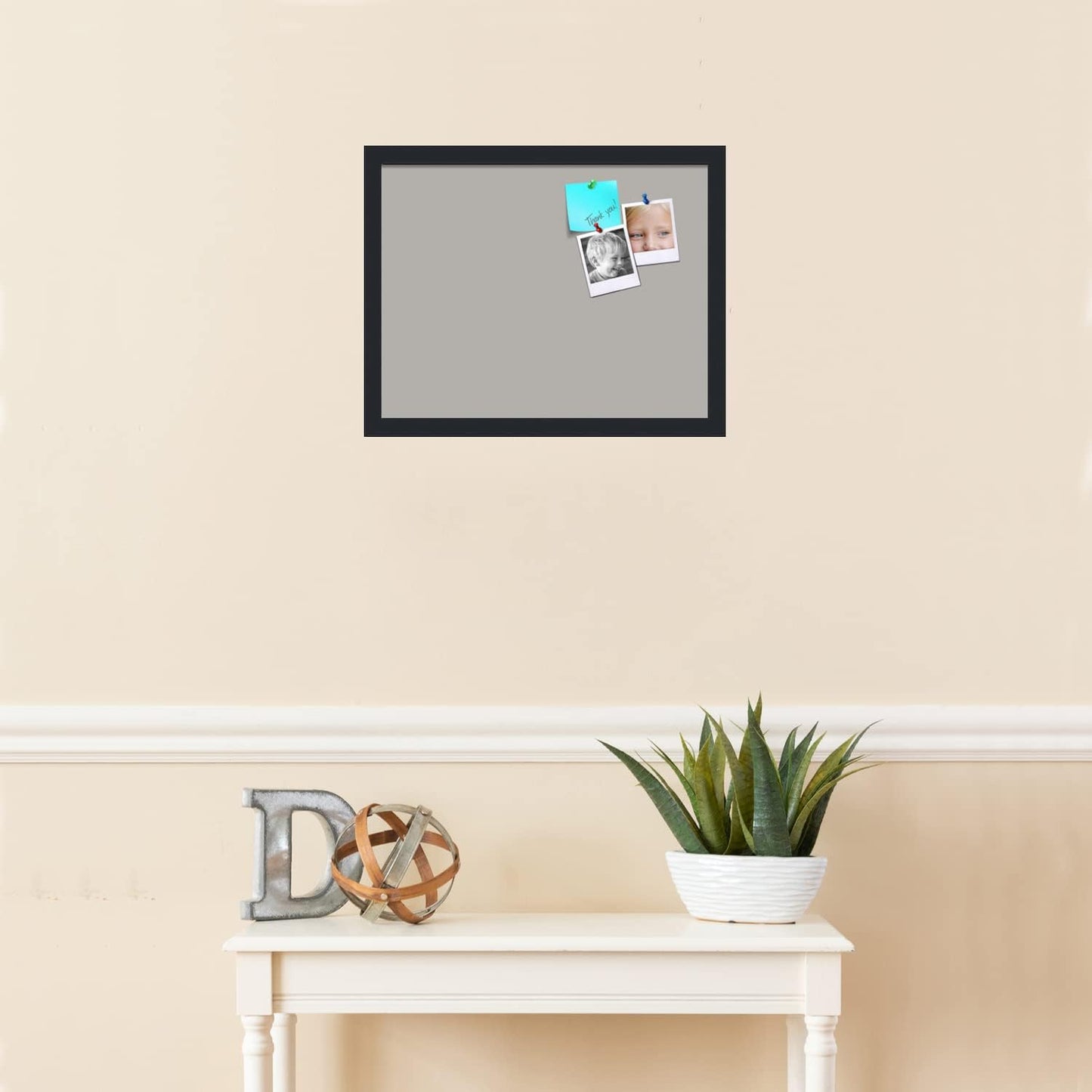 PinPix 18x14 Inch Cork Bulletin Board. This Decorative Framed Pin Board Comes with Dark Stone Design and a Satin Black Frame. Ideal for Home Office Decor or Message Board (PinPix-1808)