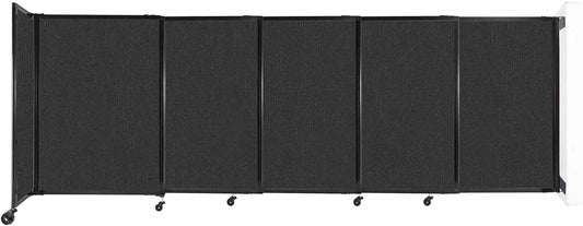 Wall-Mounted Sliding StraightWall Room Divider | Adjustable Widths | Locking Wheels | Room Separator | Up to 11'3" Wide x 4' Tall Black Fabric Panels