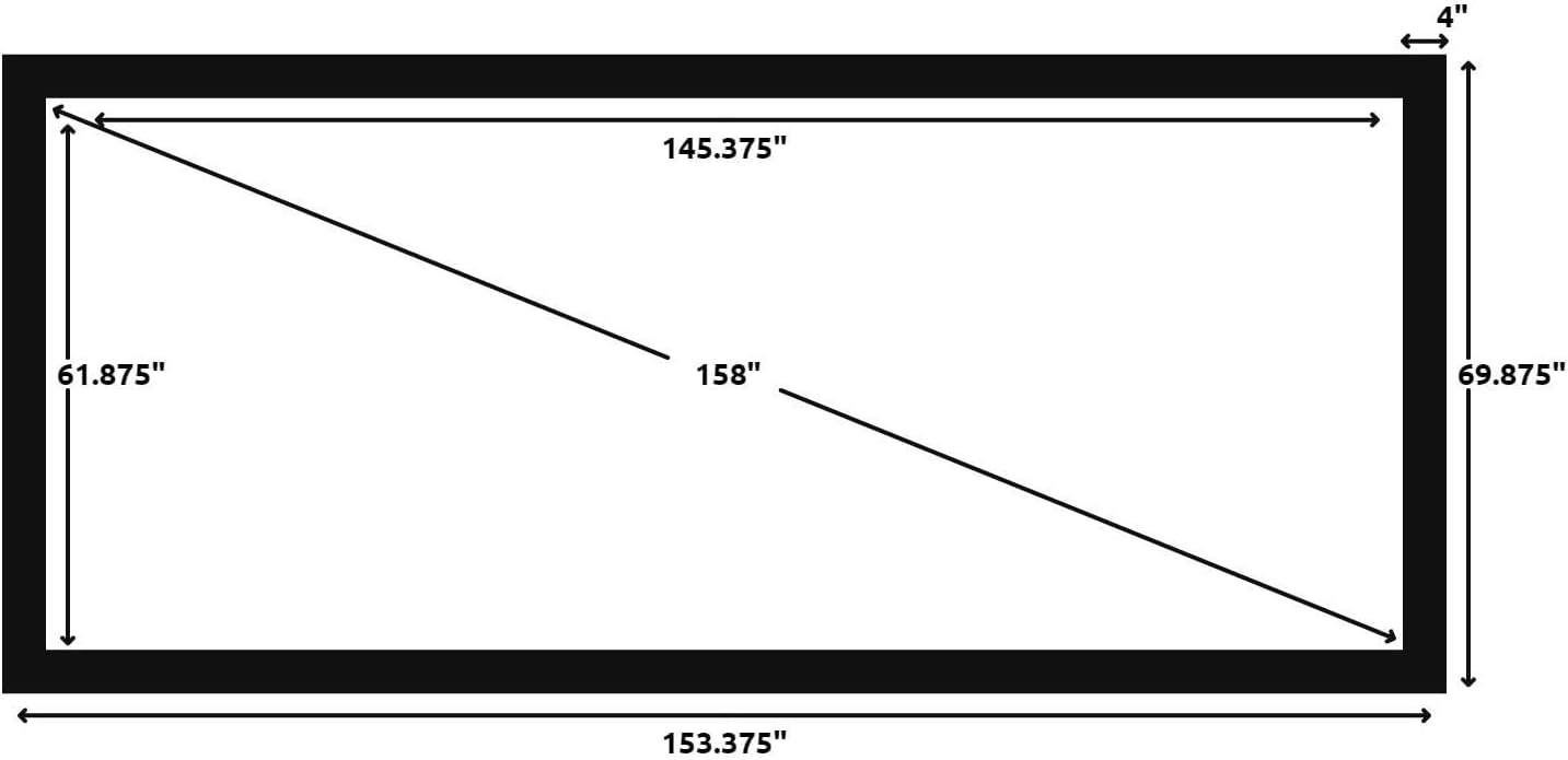 Silver Ticket Products STR Series 6 Piece Home Theater Fixed Frame 4K / 8K Ultra HD, HDTV, HDR & Active 3D Movie Projection Screen, 2.35:1 Format, 158" Diagonal, White Material STR-235158