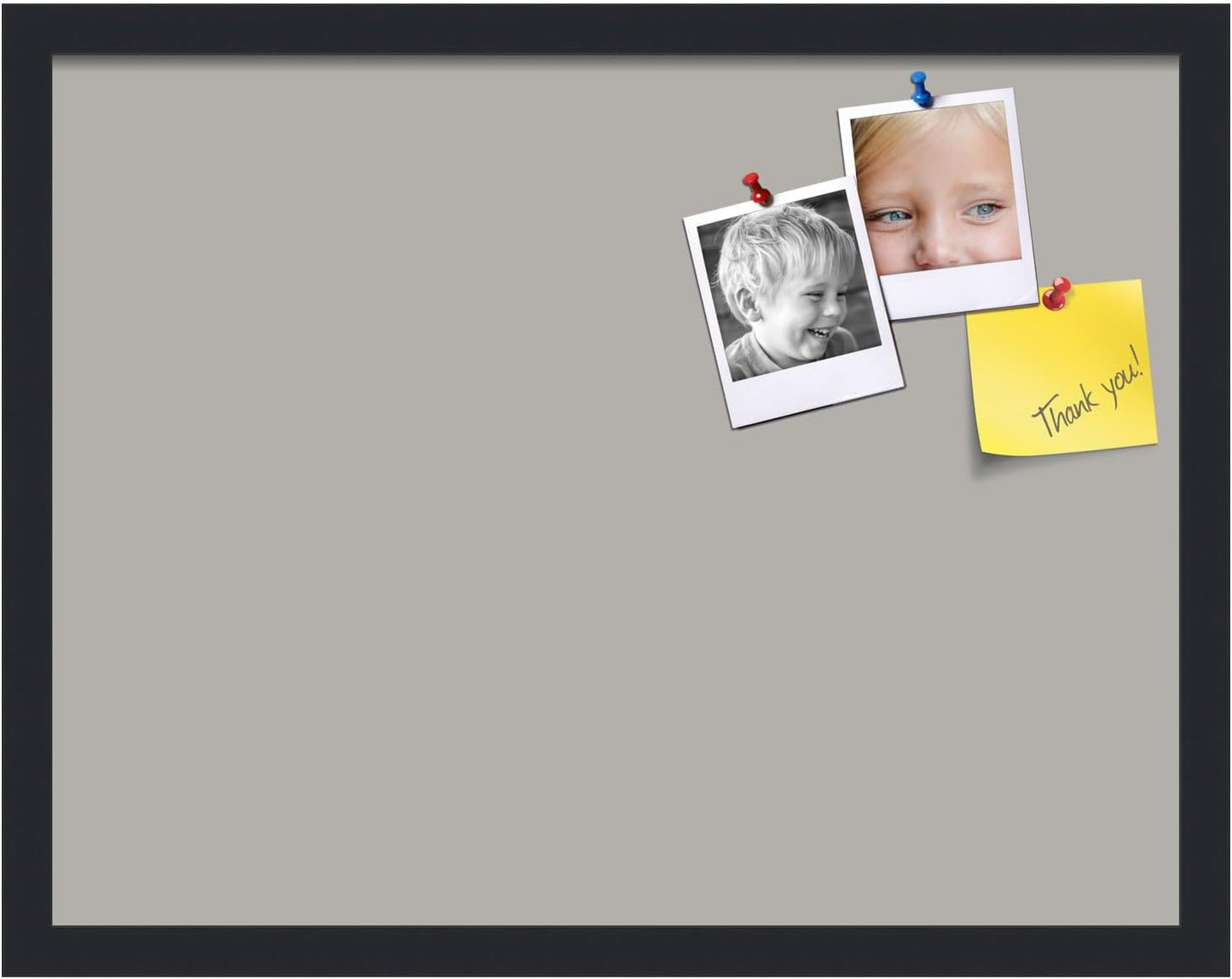 PinPix 22x17 Inch Cork Bulletin Board. This Decorative Framed Pin Board Comes with Dark Stone Design and a Satin Black Frame. Ideal for Home Office Decor or Message Board (PinPix-1808)