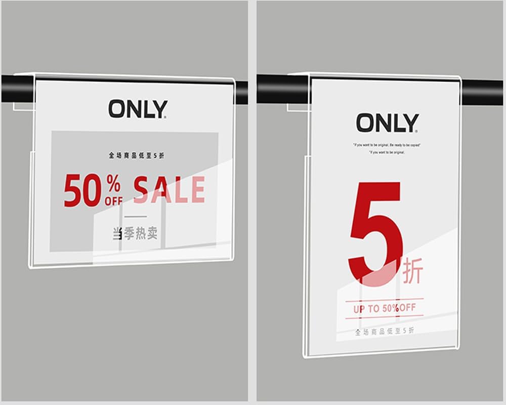 Acrylic Sign Holder Price Tag Displays Sign Holder Ads Display Stand for Retail Store Clothing Price (Horizontal A4 297×210mm/11.69×8.27inches)