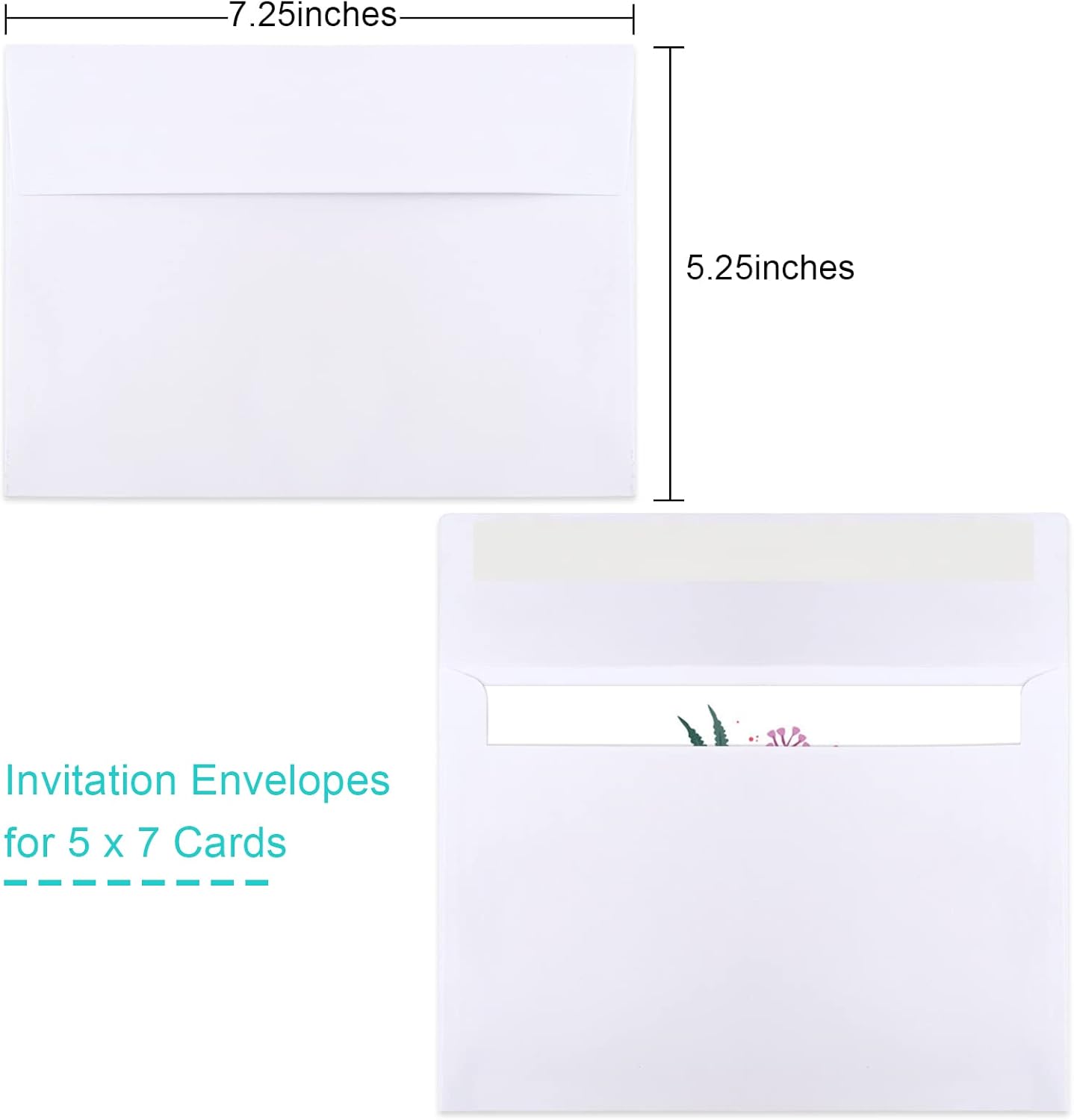 Joyberg 50 Packs 5x7 Envelopes, White A7 Envelopes for Invitations, Printable, Self Seal for Weddings, Invitations, Photos, Postcards, Greeting Cards, Mailing