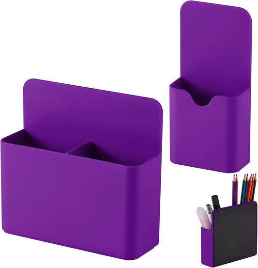 Magnetic Pen Holder,2 Pack Magnetic Dry Erase Marker Holder with Generous Compartments,Strong Magnet Storage Marker Pen Pencil Organizer for Refrigerator,Whiteboard,Locker Accessories