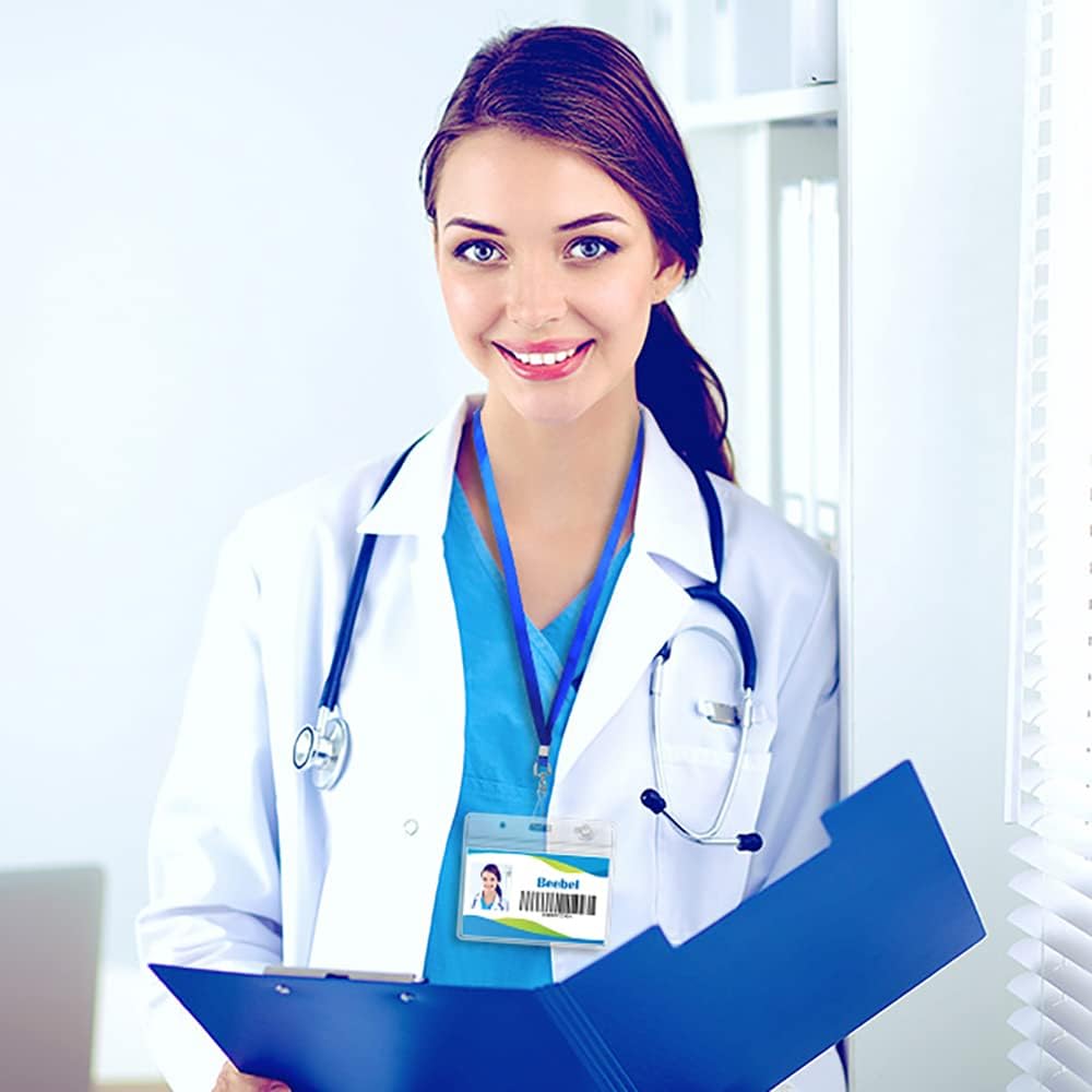 Beebel ID Badge Holder Lanyards with Waterproof Badge Card Bulk Lanyard for Name Tags Holders(Green)