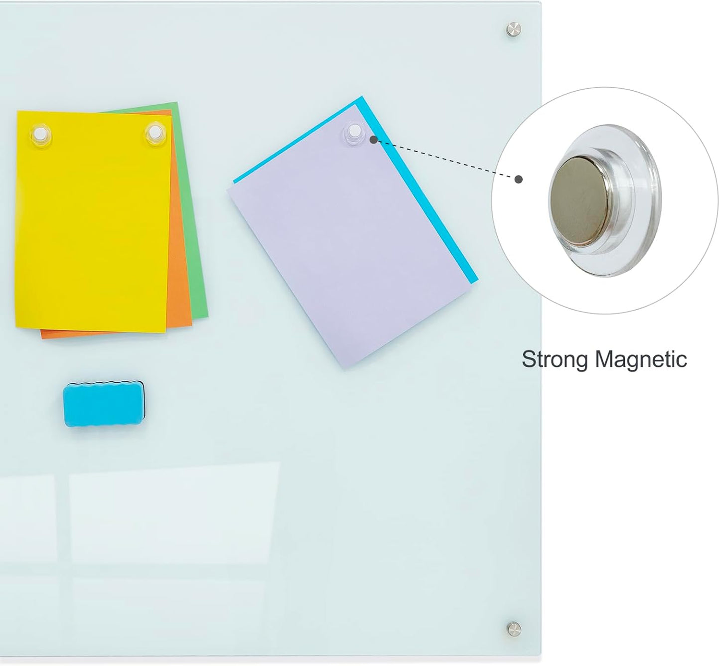 Glass Magnetic White Board - 48 x36 Inches Frameless Dry Erase Whiteboard for Wall, Writing Board for Meeting, Wall Mounted Glass Board for Office and Schools