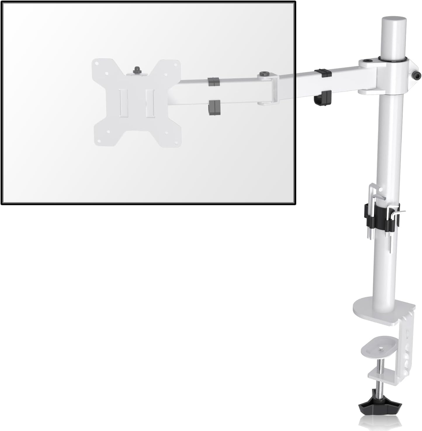 Suptek Single Monitor Arm Desk Mount Fully Adjustable Monitor Stand for 1 / One Screen up to 13" to 32" Extra Tall 15.75 inch Pole,VESA 75x75mm or 100x100mm,White (MD9421W)