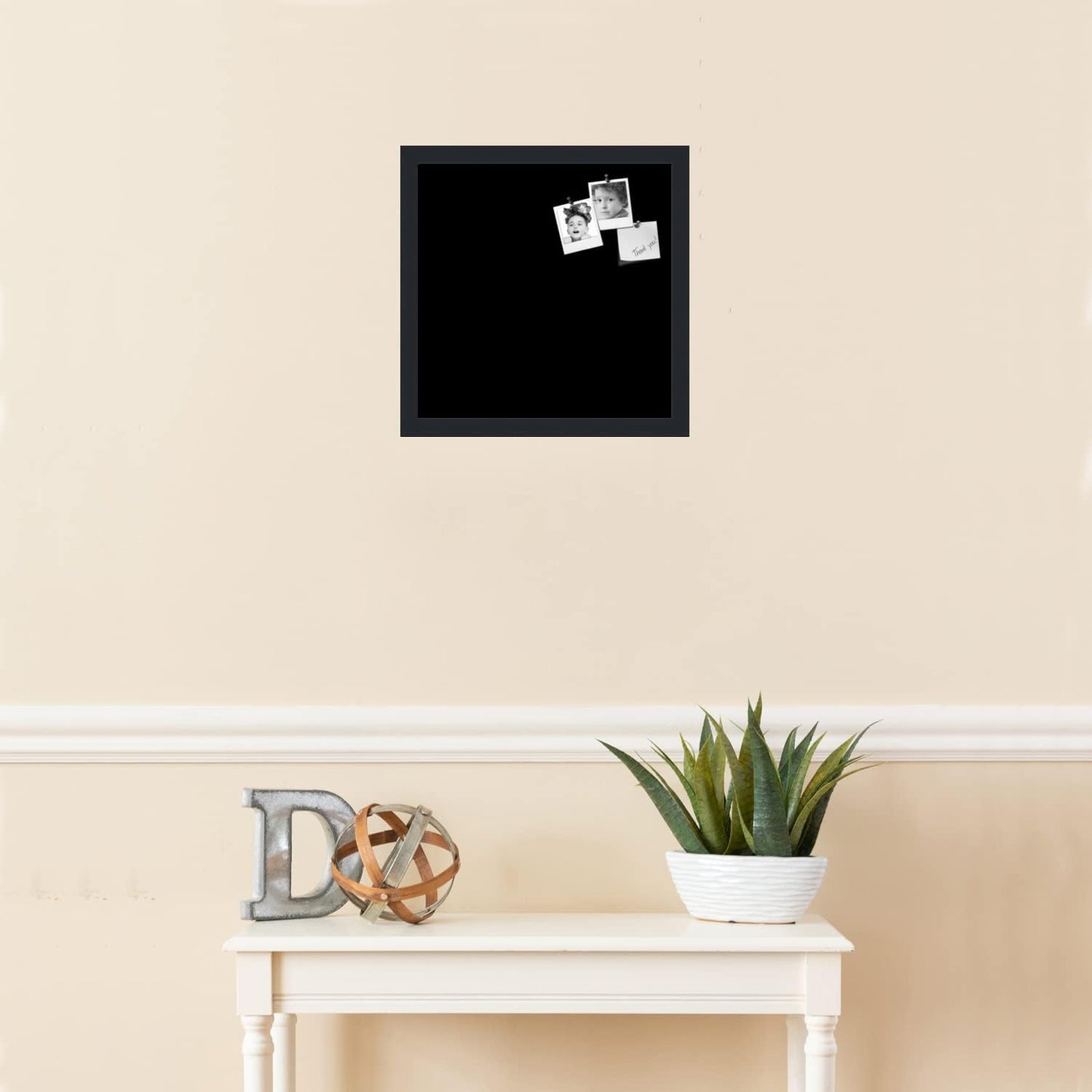 PinPix 14x14 Inch Cork Bulletin Board. This Decorative Framed Pin Board Comes with Solid Black Design and a Satin Black Frame. Ideal for Home Office Decor or Message Board (PinPix-622)