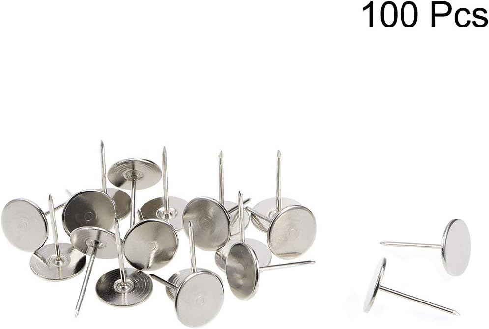 uxcell Upholstery Nails Tacks 19mmx30mm Flat Head Furniture Nails Silver Tone for Furniture Sofa Headboards, 100 Pcs