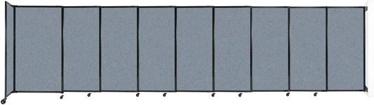Wall-Mounted Sliding StraightWall Room Divider | Adjustable Widths | Locking Wheels | Room Separator | Up to 19'9" Wide x 5' Tall Powder Blue Fabric Panels