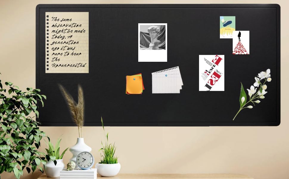 Extra Large Bulletin Board, 96 X 48 inches Cork Board with 30 Pushpin, 8' x 4' Felt Cork Board Notice Pin Board, Self-Adhesive Vision Board Mood Board Foldable Photo Board for Wall - Black