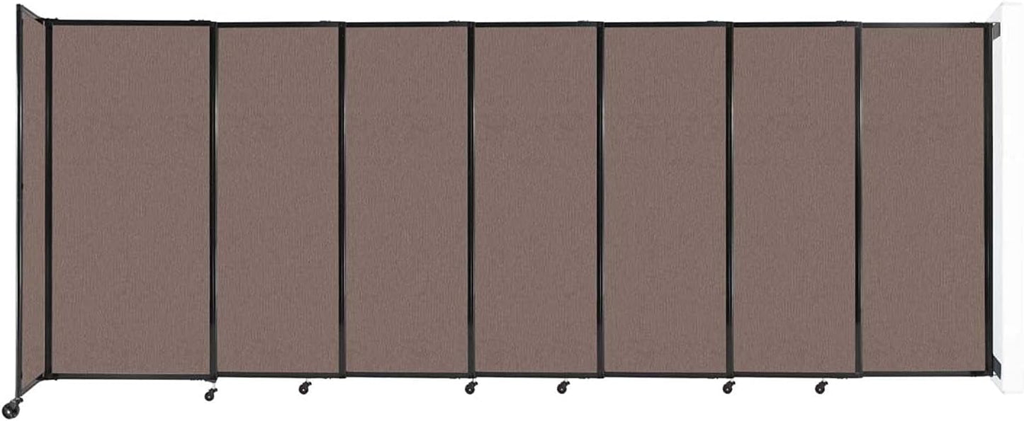 Wall-Mounted Sliding StraightWall Room Divider | Adjustable Widths | Locking Wheels | Room Separator | Up to 15'6" Wide x 6' Tall Latte Fabric Panels