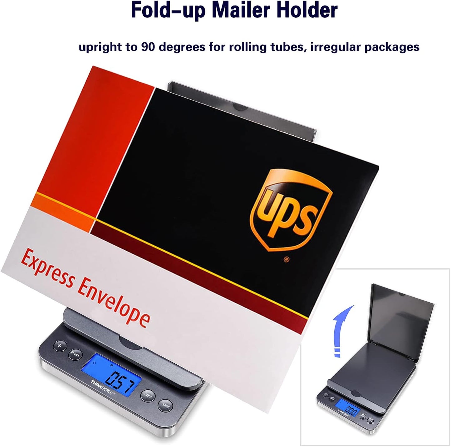 THINKSCALE Shipping Scale, 86lb/0.1oz Postal Scale with Hold and Tare, Scale for Packages, LCD Display, Postage Scale, Mail Scale, Shipping Scale for Small Business, Batteries & AC Adapter
