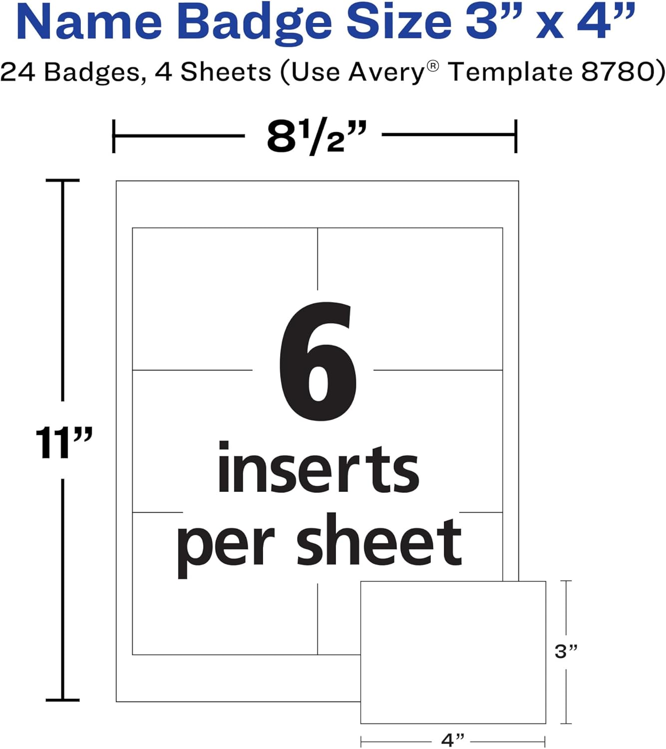 AVERY Name Badges, 3" x 4", Magnetic | Clear | Customizable | With Printable Inserts | 24 Badges, Pack of 5