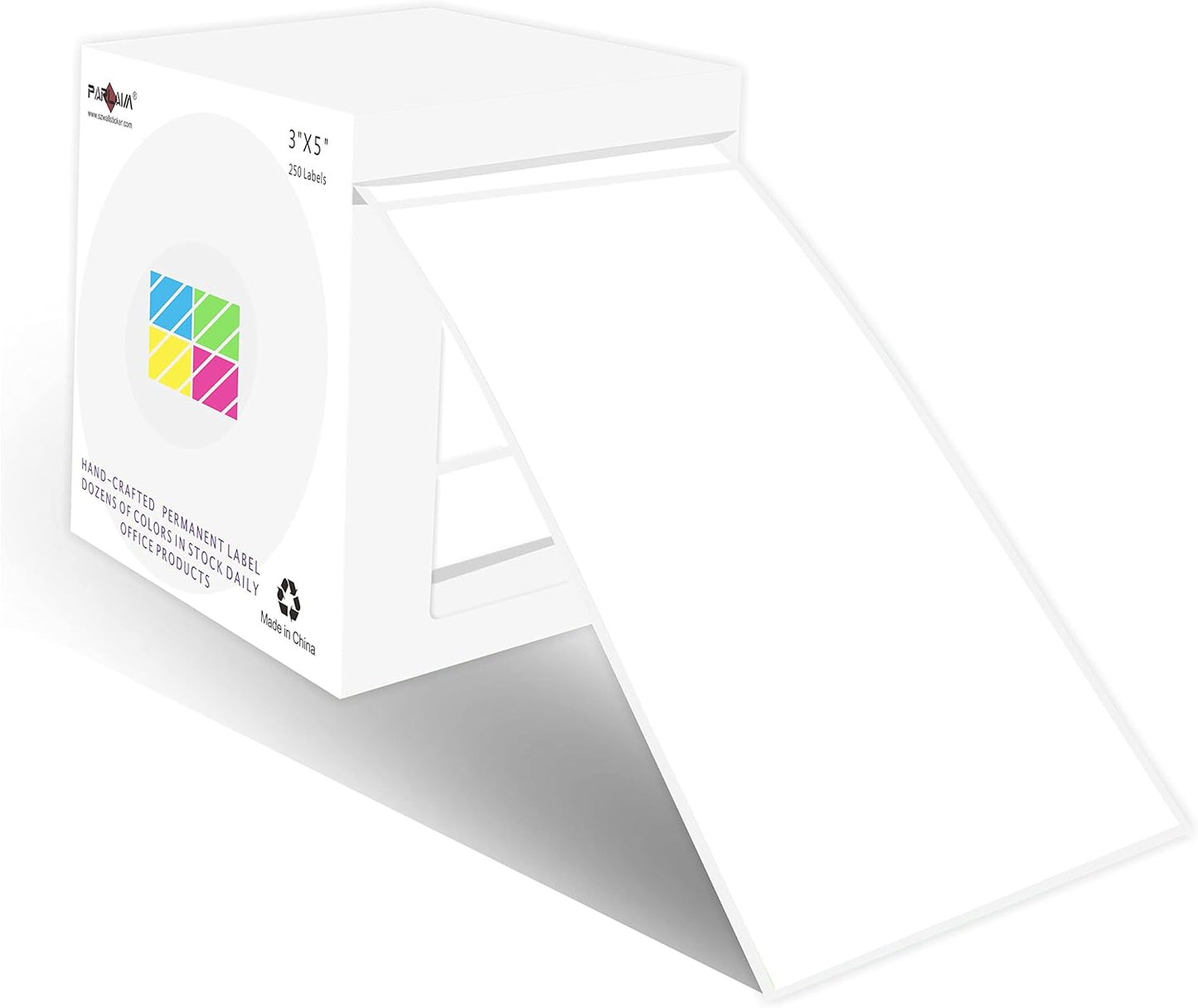 PARLAIM 3" x 5" Adhesive Color Cod Stickers,250 per Dispenser Box Roll Square Label Inventory Stickers (White)