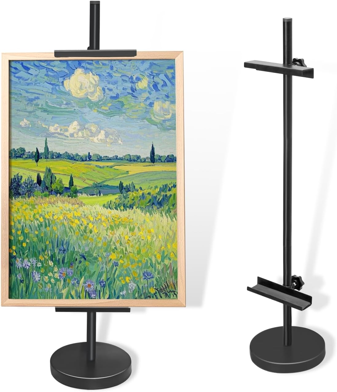Adjustable Tabletop Easel Stand, Metal Easels for Display, Picture Stands for Display, Heavy Duty Round Base, Larger Non-slip Pads, for Picture, Artwork, Photos,Signs (30in)